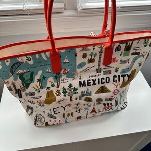 Large Rifle Paper Co. Travel Themed Travel Tote with Luggage Tag NWOT